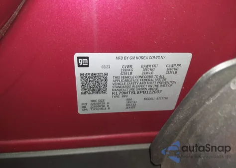 2023 Chevrolet Trailblazer Fwd Rs z USA, uszkodzony, nr VIN KL79MTSL8PB122007